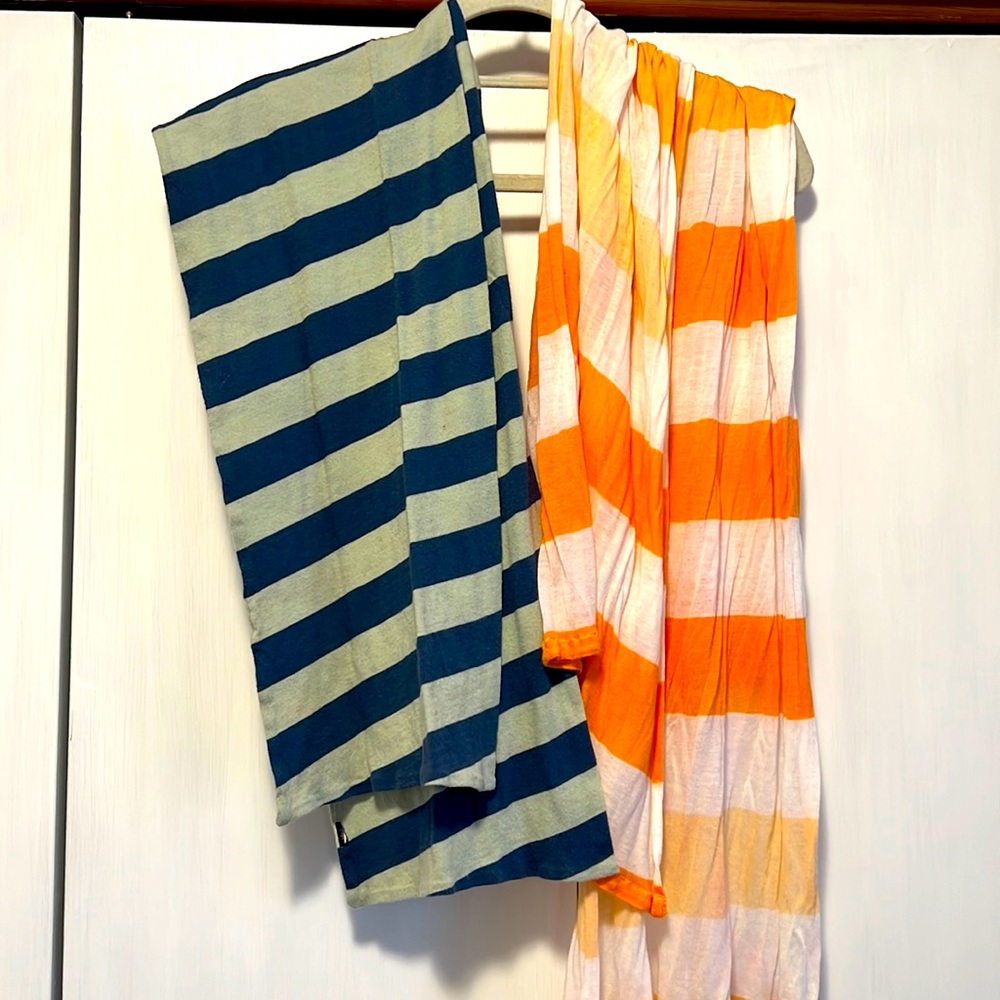 Bundle of two cotton womens striped scarves